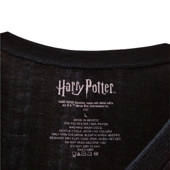 Youth Black Harry Potter Themed Sleep Tee Girls Large - Picture 3 of 5